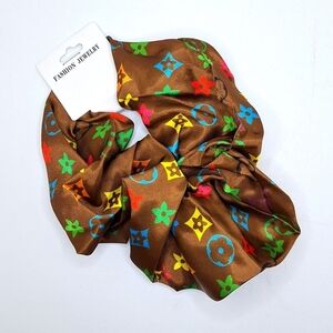 Brown Luxury satin Jumbo scrunchie huge hair tie scrunchie